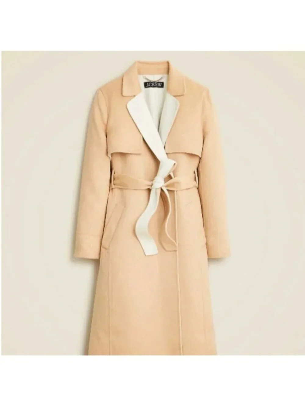 J. Crew Women's Harriet Trench Coat Size Small Double Faced Blend Natural Sand